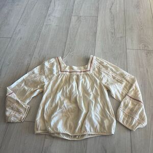 Lucky Brand Embroidered Square Neck Blouse size M